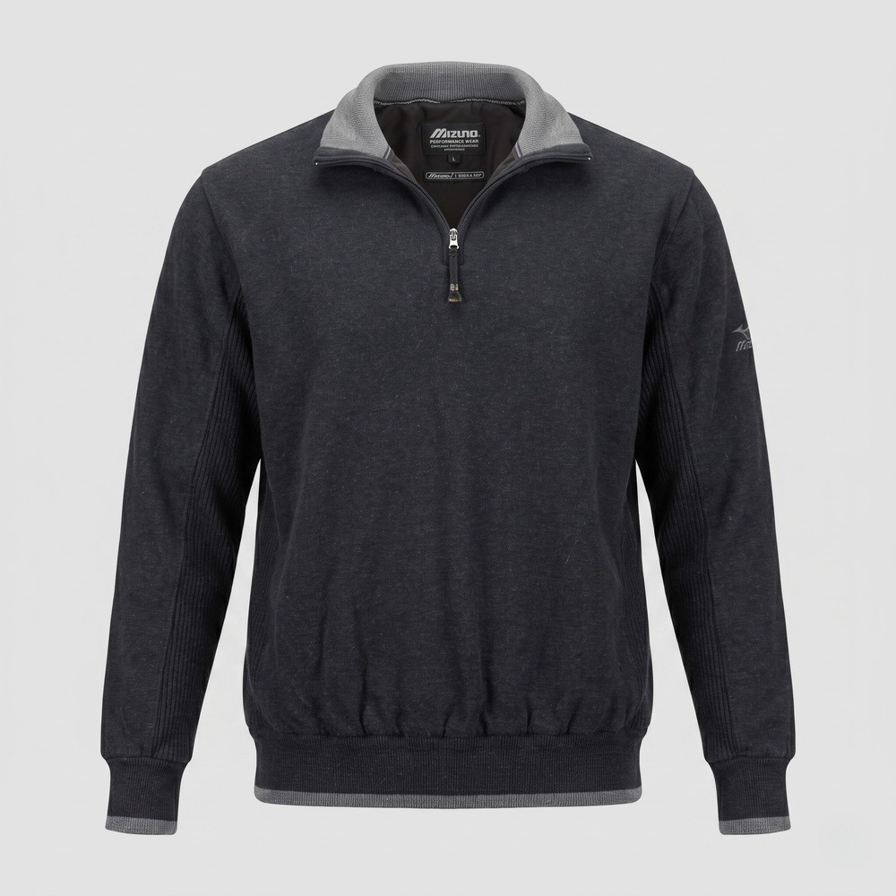 Mizuno Mens Largre Charcoal Grey WindLite 1/4 Zip Golf Sweater 100% Cotton